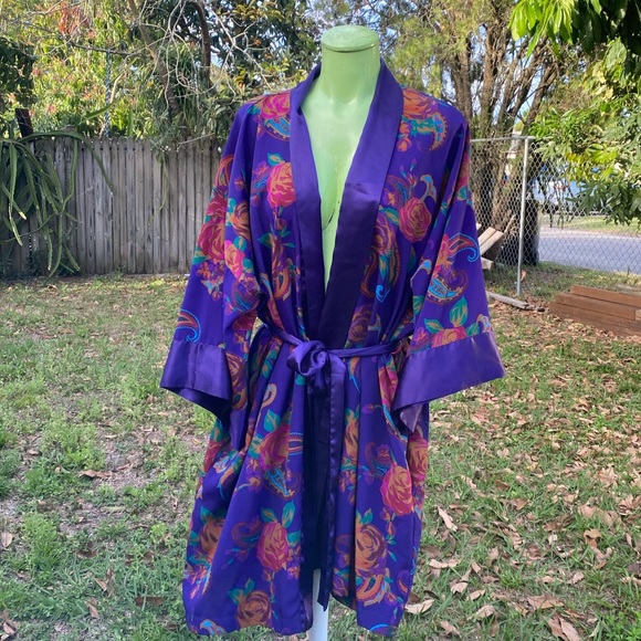 Victoria's Secret Vintage Gold Label Purple Floral Robe women’s One Size - Picture 1 of 8